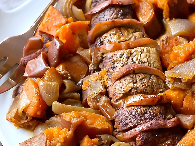 Slow Cooked Tender Loin of Pork with Honey & Apple